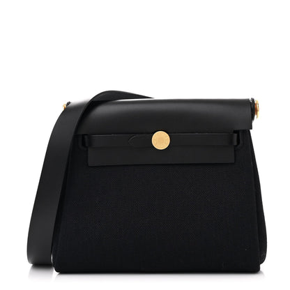 Hermes Military Toile Vache Hunter Herbag Zip Retourne 20 Black 1 of 7