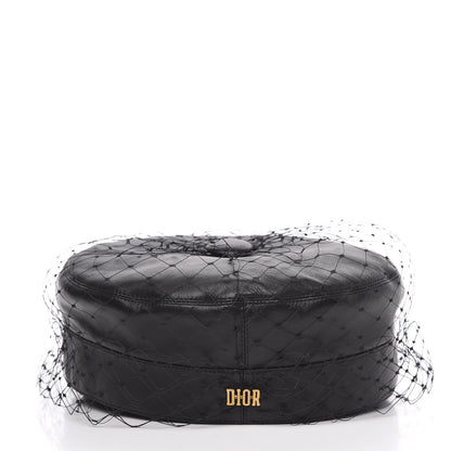 Christian Dior Lambskin Arty Cap with Veil 57 Black 4 of 7