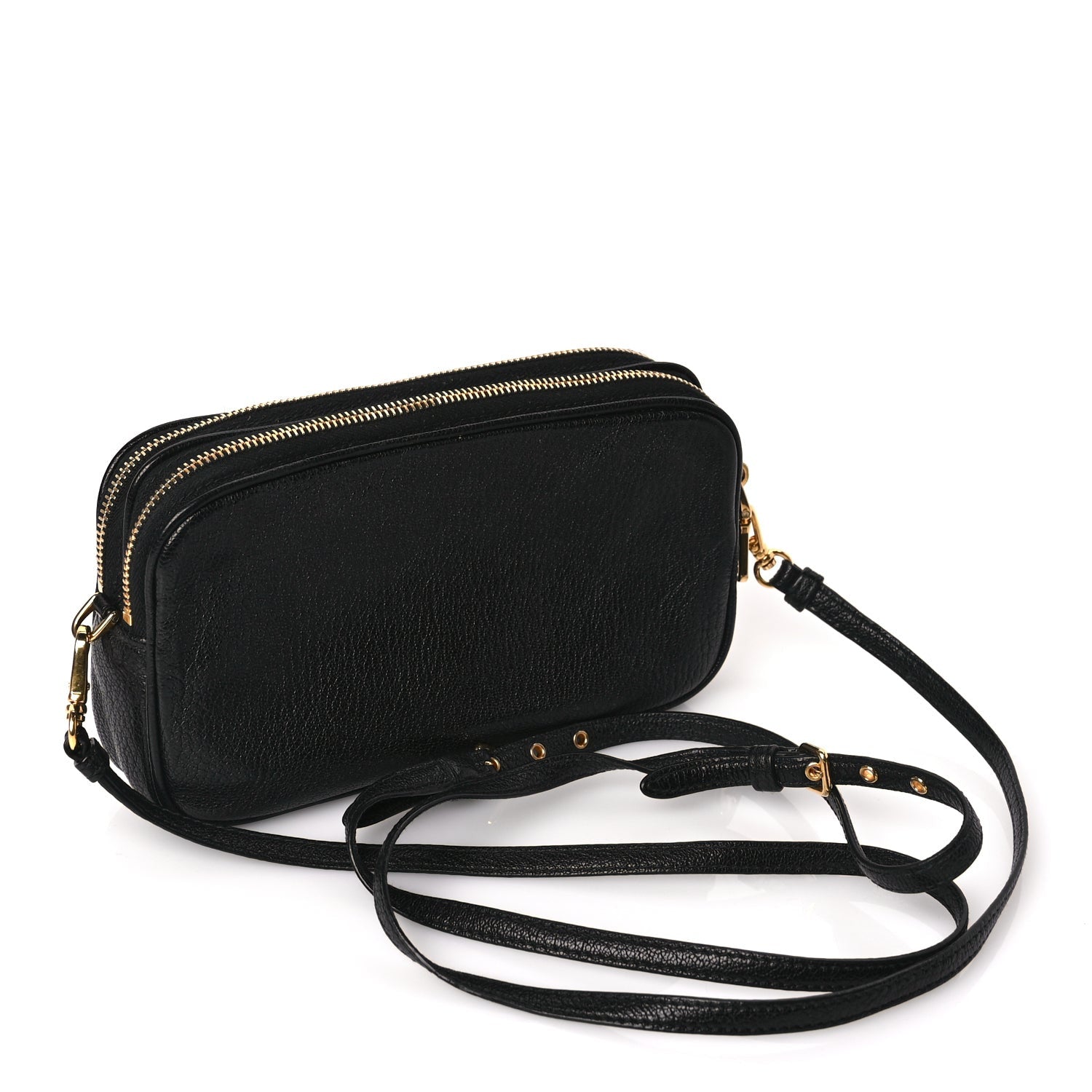 Miu Miu Goatskin Madras Double Zip Pochette Clutch Black 2 of 8