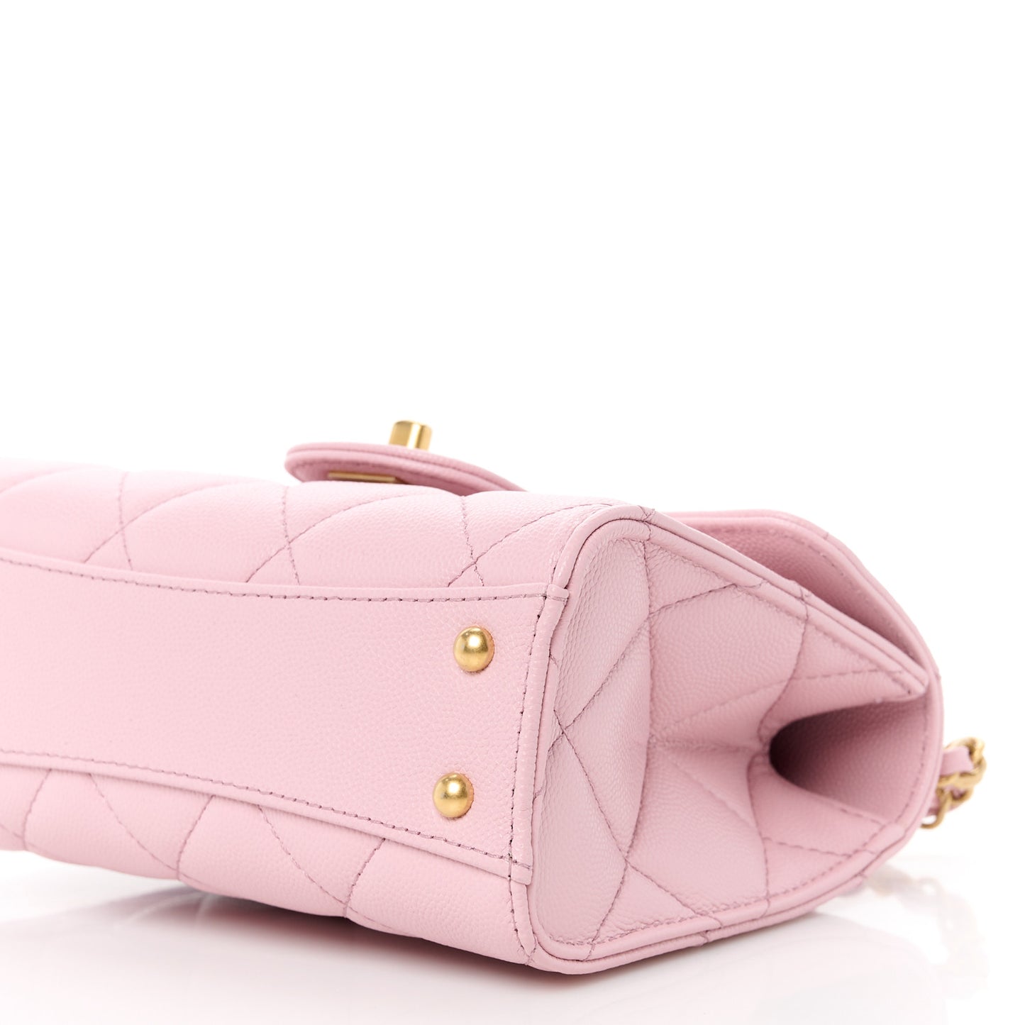 Shiny Caviar Quilted Mini Top Handle Flap Pink