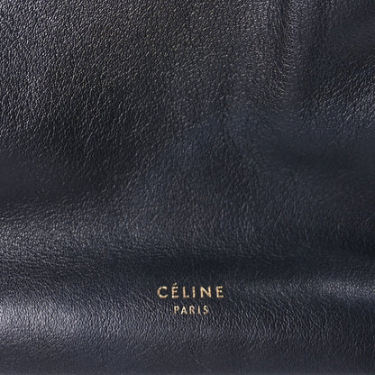 Celine Calfskin Pleated French Lock Clutch  Black 6 of 9
