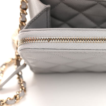 Chanel Caviar Quilted Phone Holder Wallet on Removable Chain Grey 11 of 12