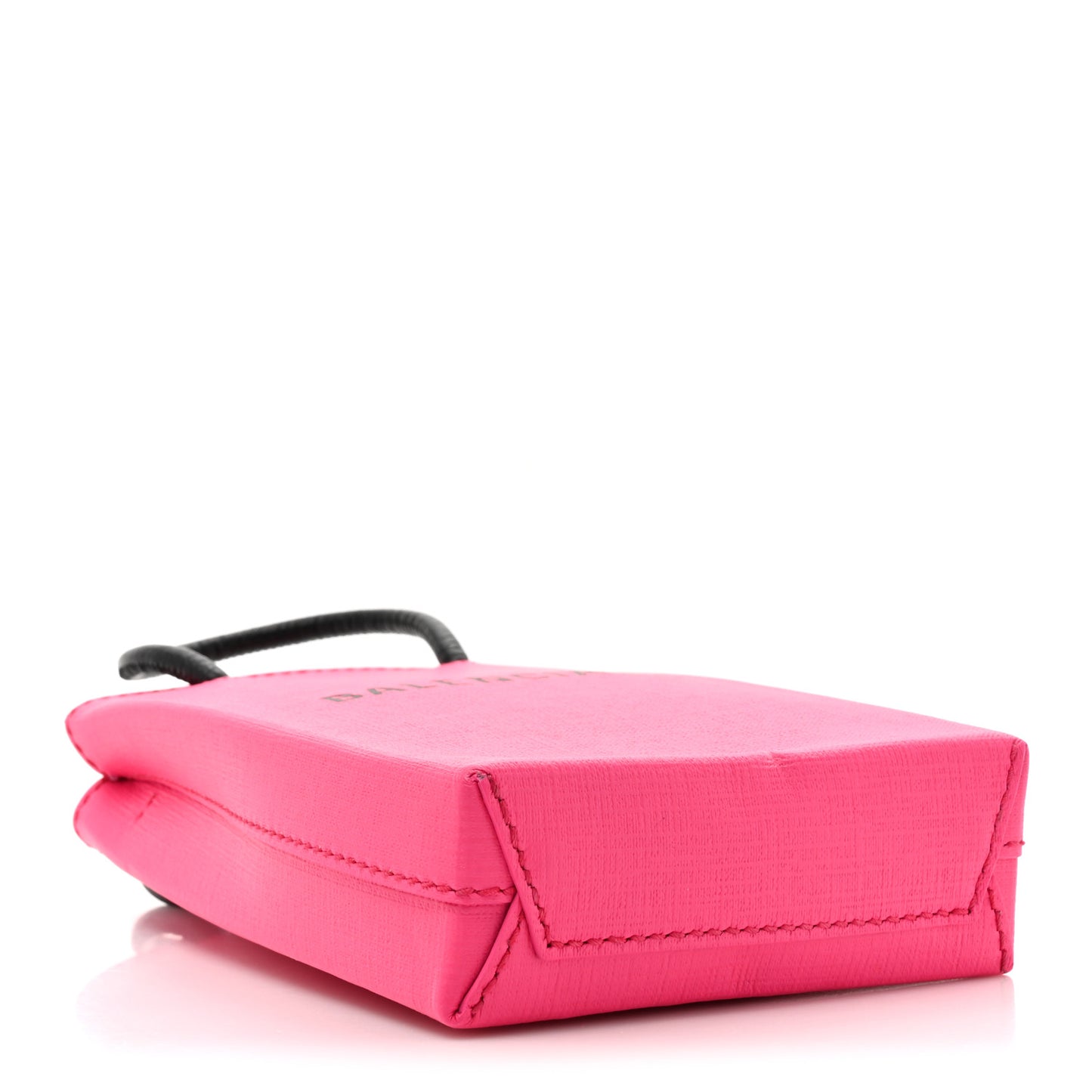 Squared Calfskin Logo Shopping Phone Holder Bag Acid Fuchsia