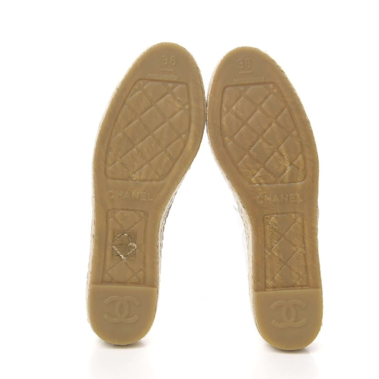 Laminated Goatskin CC Espadrilles 36 Silver