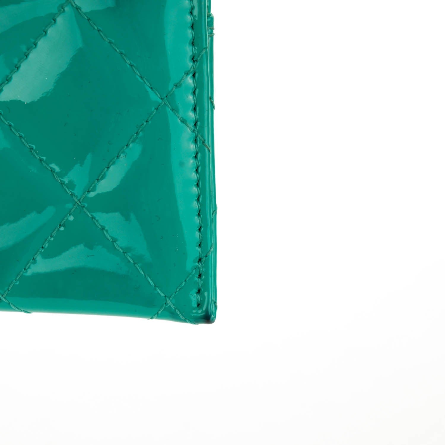 Chanel Patent Quilted Card Holder Green 9 of 11