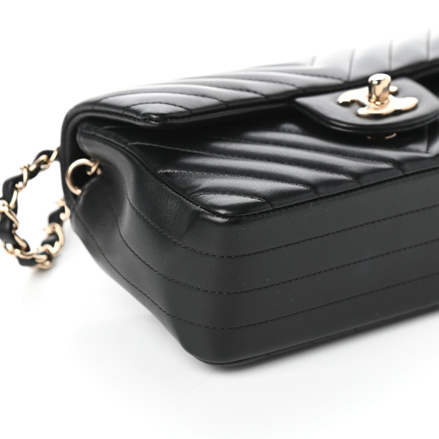 Chanel Lambskin Chevron Quilted Mini Rectangular Flap Black 8 of 9