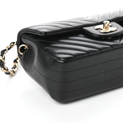 Chanel Lambskin Chevron Quilted Mini Rectangular Flap Black 8 of 9