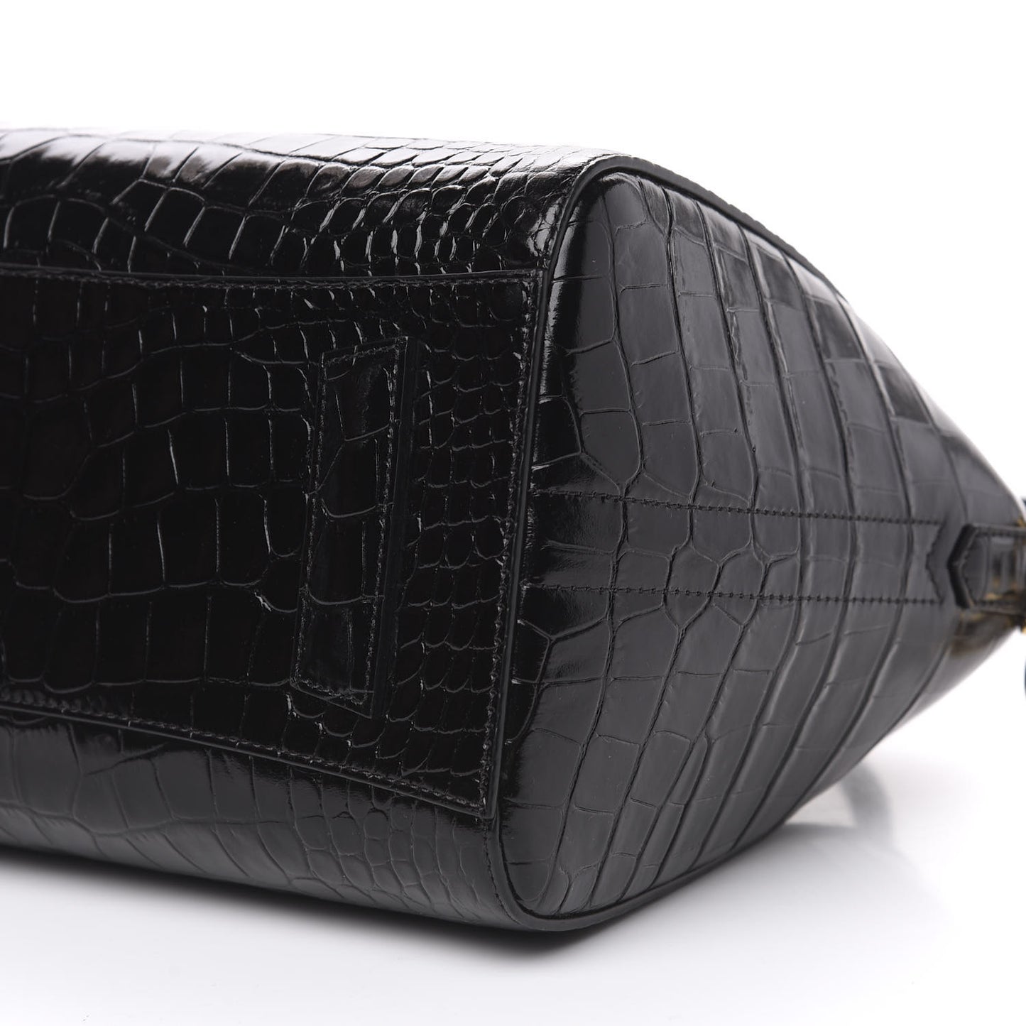 Calfskin Crocodile Embossed Small Antigona Black