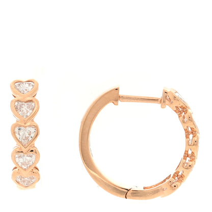 Anita Ko 18K Rose Gold Diamond Bezel Heart Hoop Earrings 1 of 5