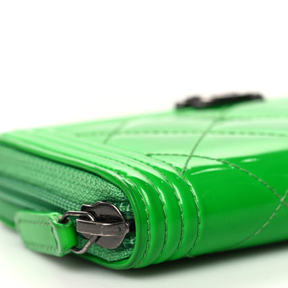 Chanel Patent Quilted Small Boy Zip Around Wallet Green 10 of 16