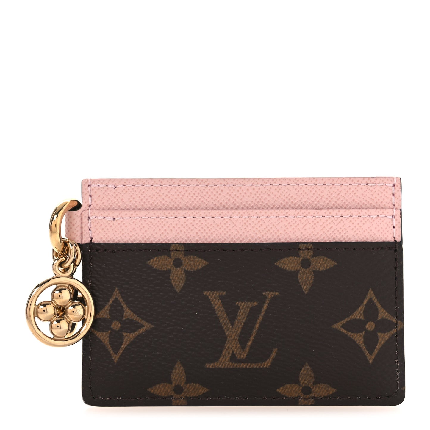 Monogram LV Charms Card Holder Rose Ballerine