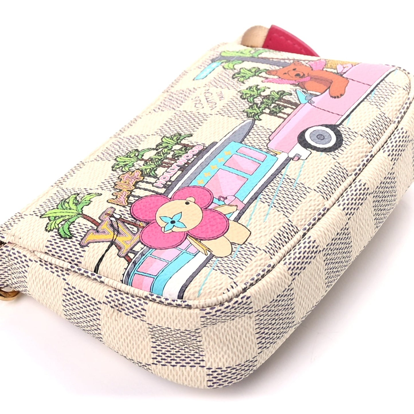 Damier Azur 2021 Christmas Animation Hollywood Mini Pochette Accessories  Fuchsia