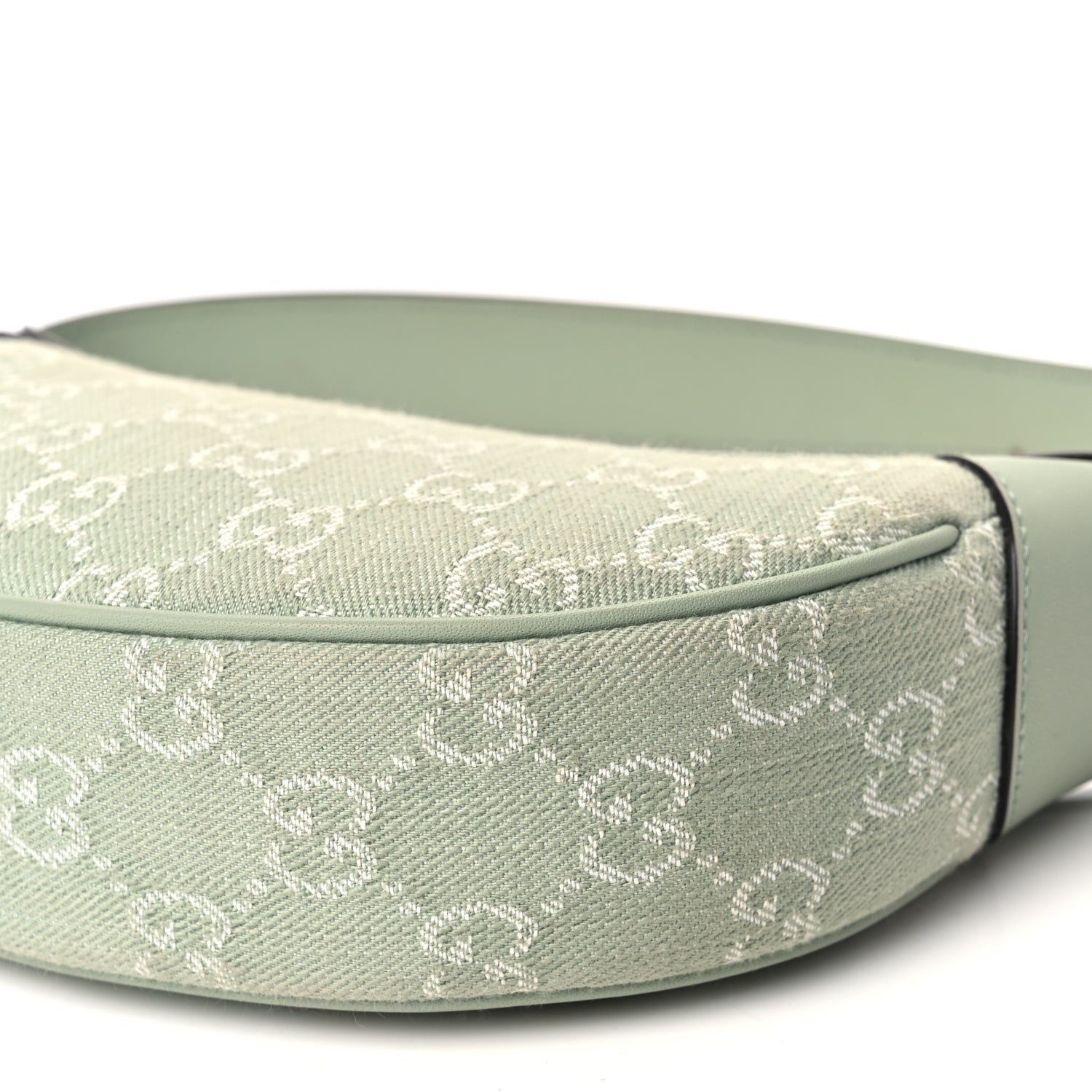 Gucci Denim GG Monogram Calfskin Mini Ophidia Half Moon Hobo Pale Green 9 of 9