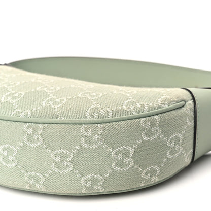 Gucci Denim GG Monogram Calfskin Mini Ophidia Half Moon Hobo Pale Green 9 of 9
