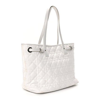 Christian Dior Coated Canvas Cannage Small Panarea Tote White 2 of 8