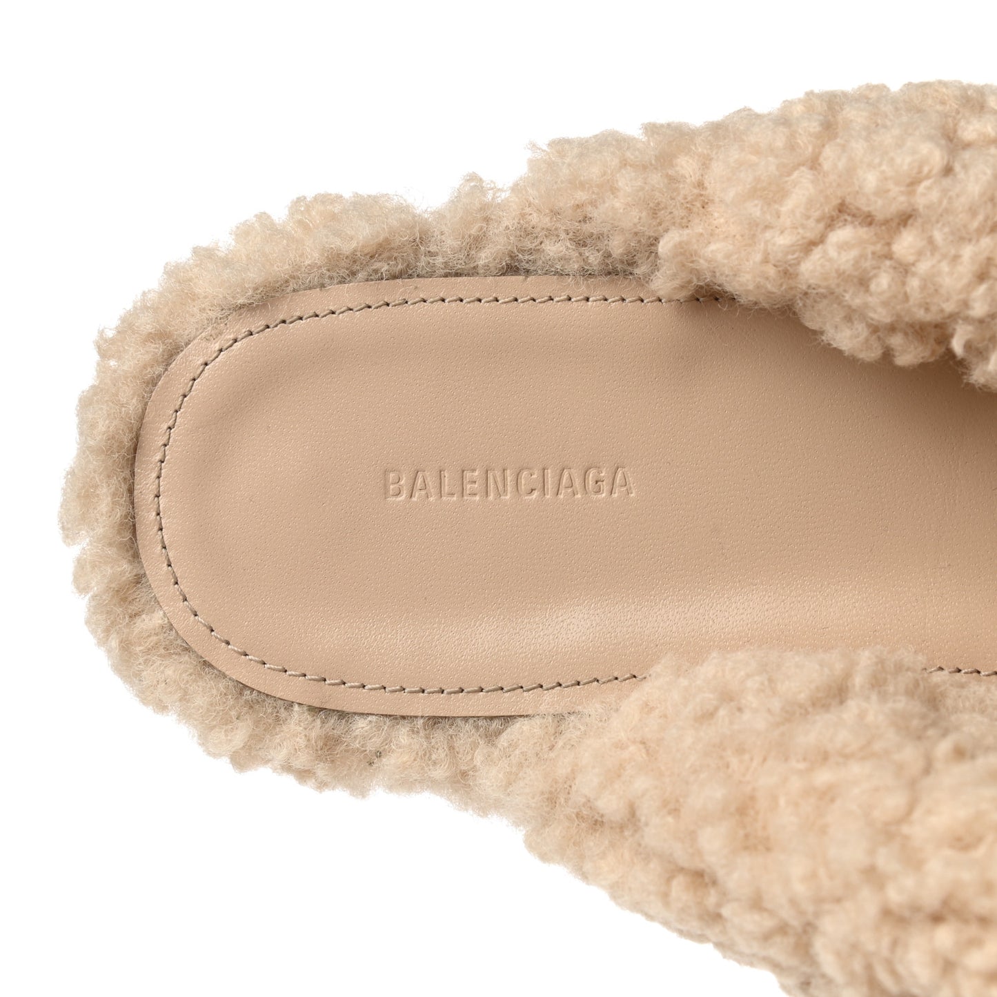 Faux Shearling Drapy Slide Sandals 37 Beige