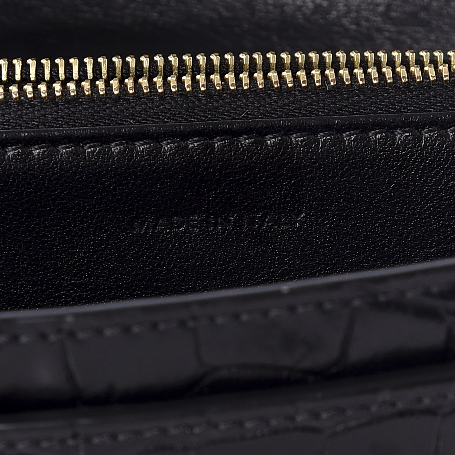 Celine Crocodile Embossed Calfskin Large Flap Wallet Black 5 of 8