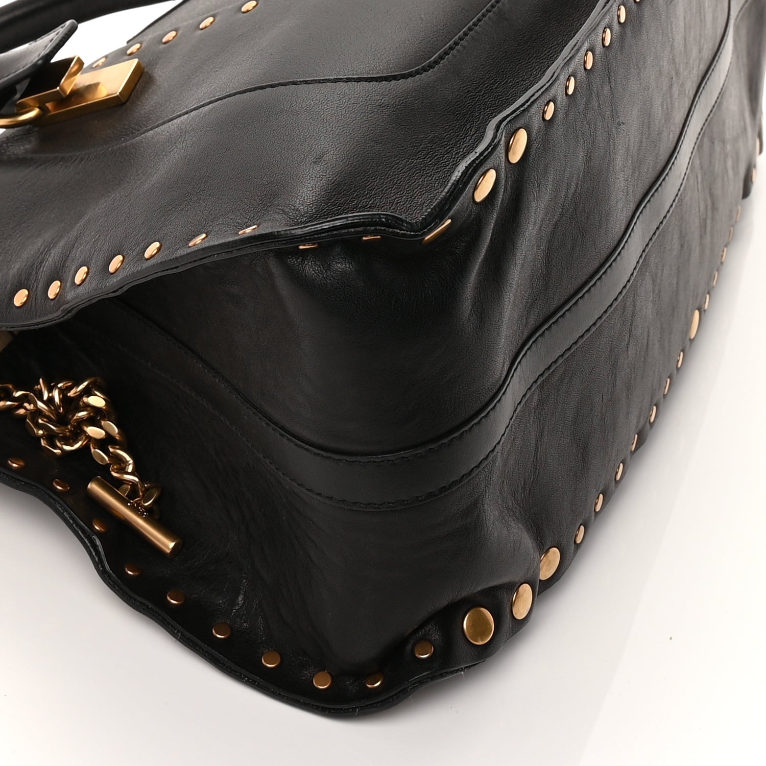 Chloe Calfskin Studded Hayley Double Carry Satchel  Black 7 of 8