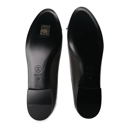 Chanel Lambskin Cap Toe CC Ballerina Flats 37 Dark Grey 8 of 9