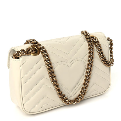 Gucci Calfskin Matelasse Mini GG Marmont Shoulder Bag White 2 of 8
