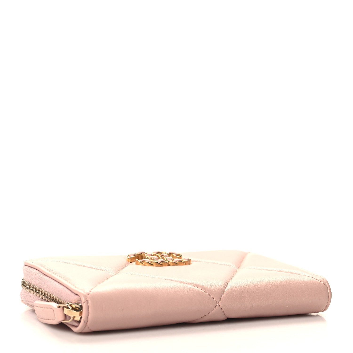Chanel Lambskin Quilted Chanel 19 Zipped Wallet Light Pink 4 of 9