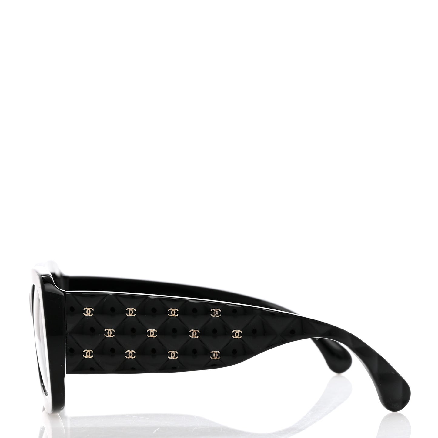 Acetate Quilted CC Rectangle Sunglasses 5483-A Black