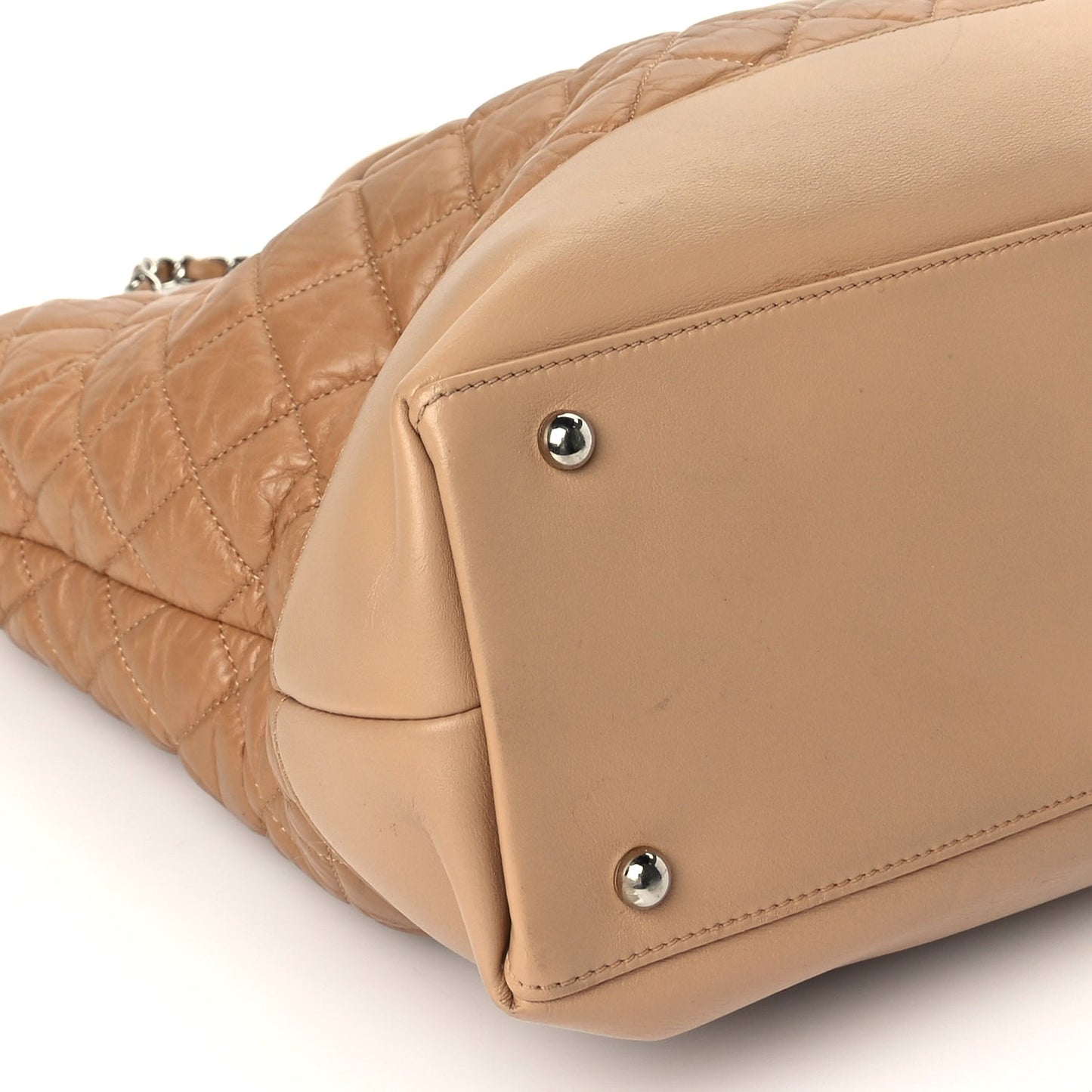 Aged Calfskin Quilted Be CC Tote Beige