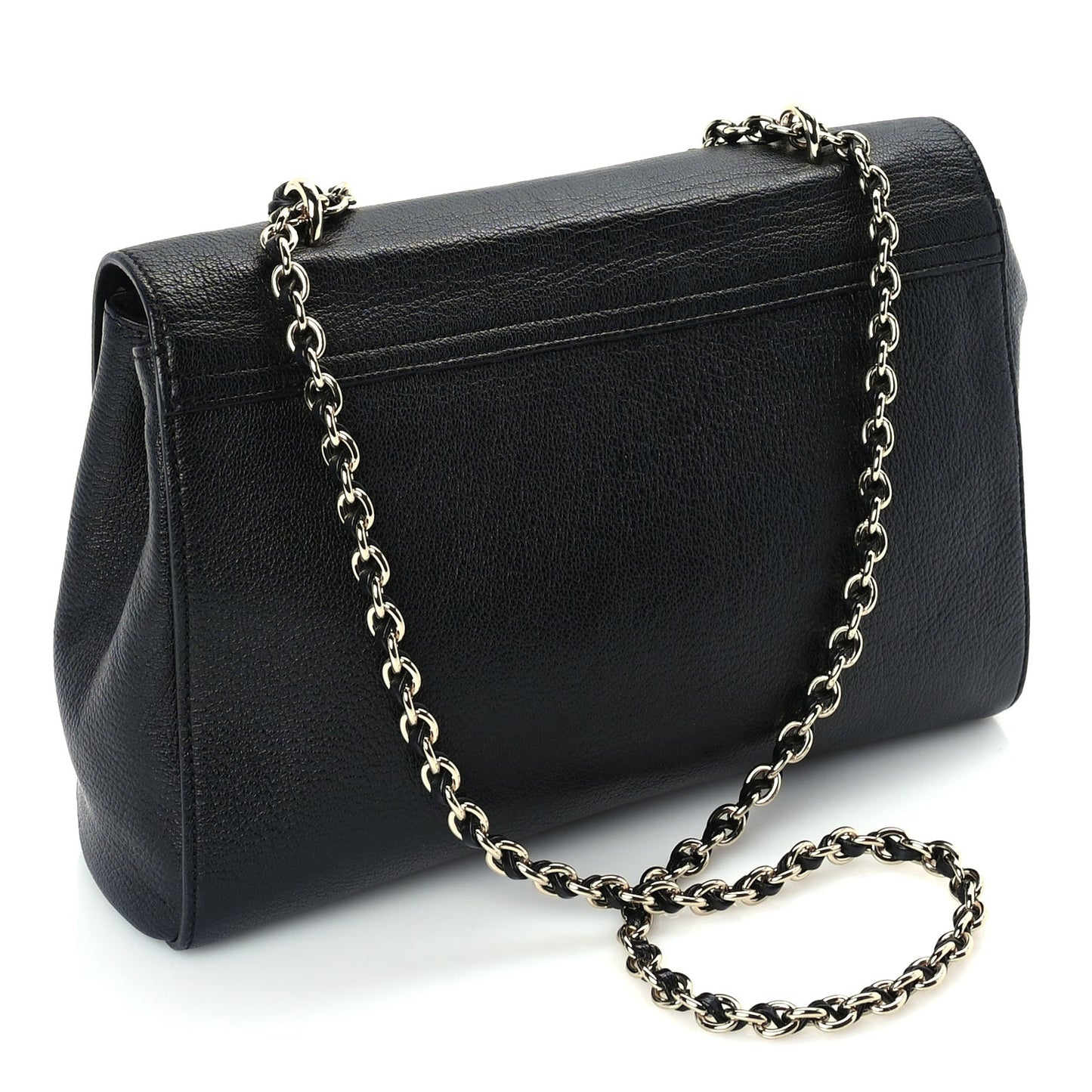 Glossy Goatskin Medium Lily Flap Black