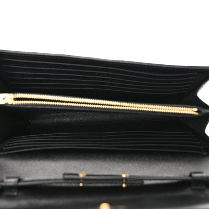 Saint Laurent Grain De Poudre Matelasse Chevron Monogram Chain Wallet Black 5 of 12