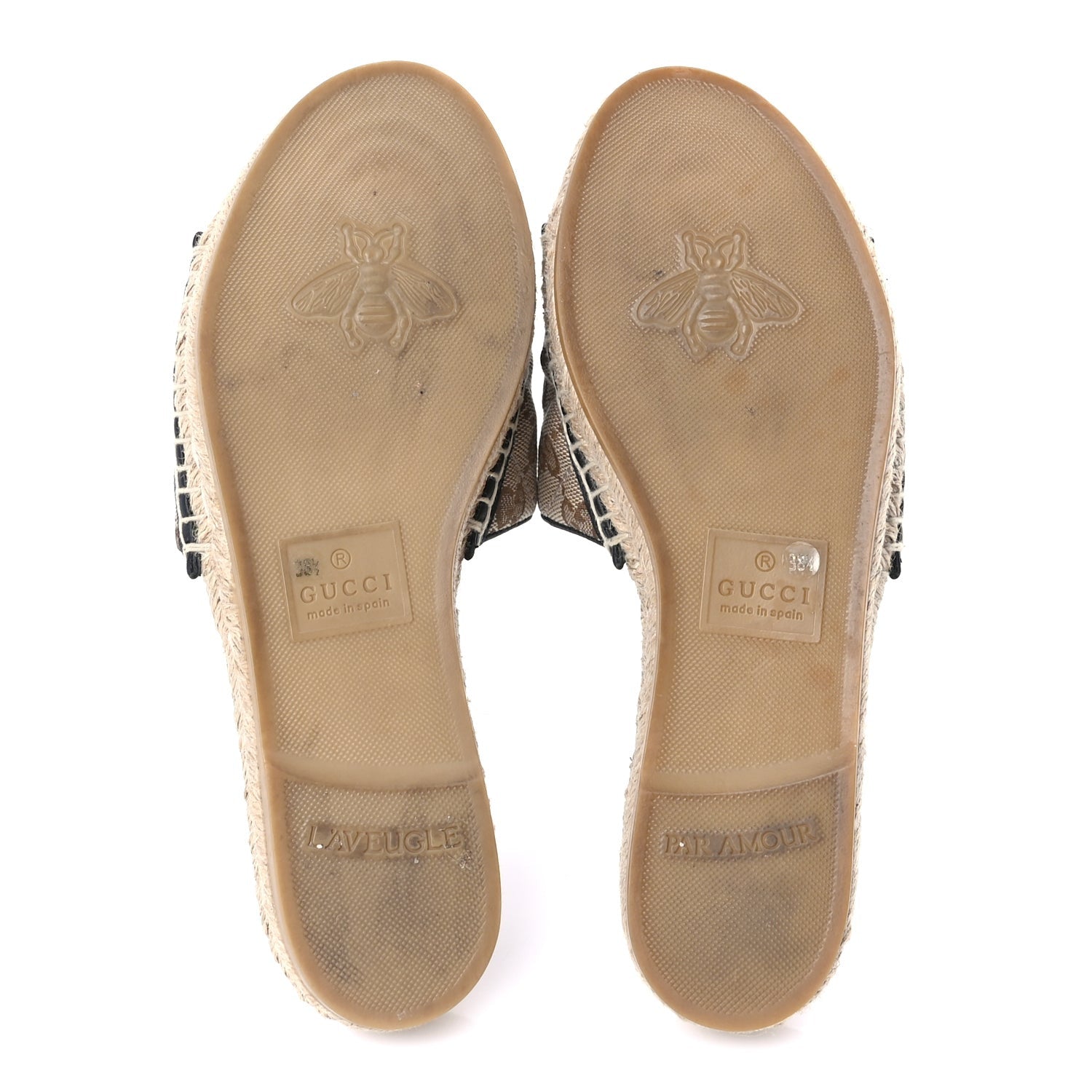 Gucci Monogram Matelasse GG Marmont Espadrille 20mm Slide Sandals 38.5  Beige Ebony Black 6 of 7