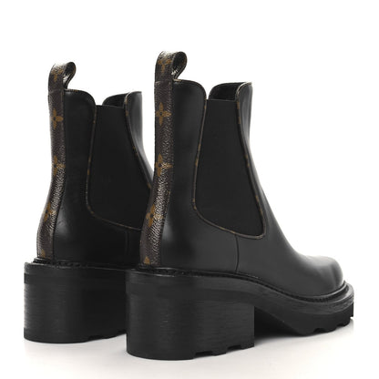 Louis Vuitton Calfskin Monogram Beaubourg Ankle Boots Black 5 of 7