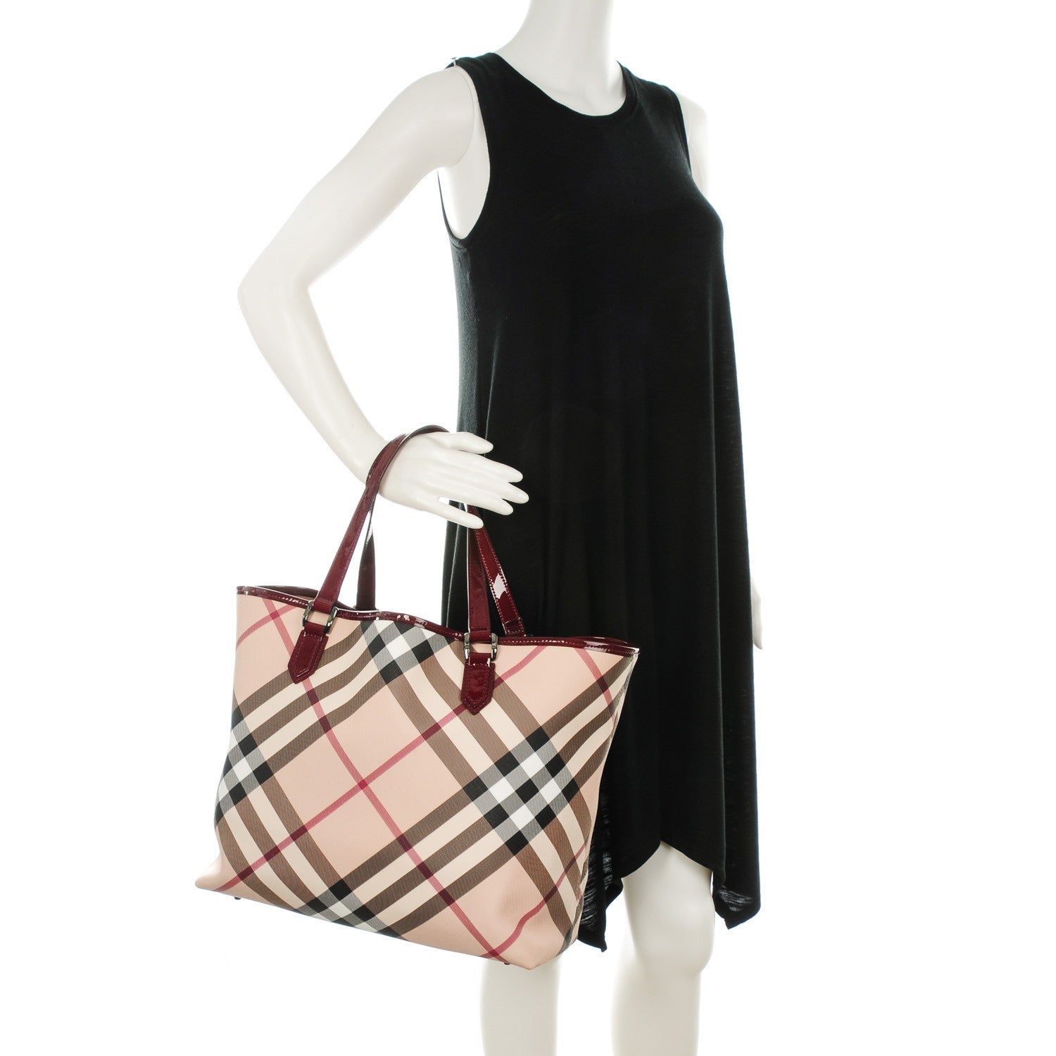Burberry Nova Check Medium Shopper Tote Red 2 of 8