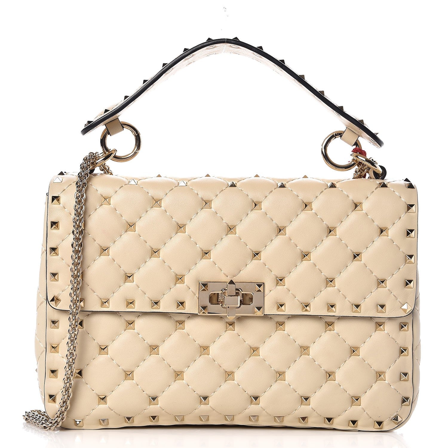 Valentino Garavani Nappa Medium Rockstud Spike Shoulder Bag Light Ivory 1 of 6