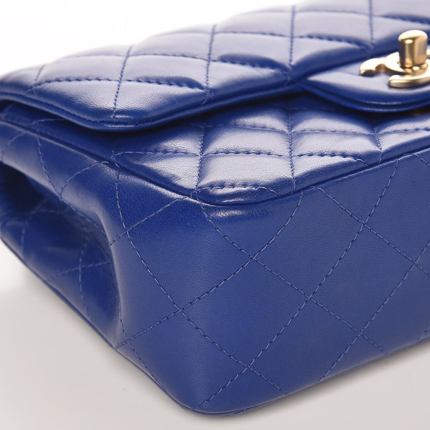 Lambskin Quilted Mini Rectangular Flap Dark Blue
