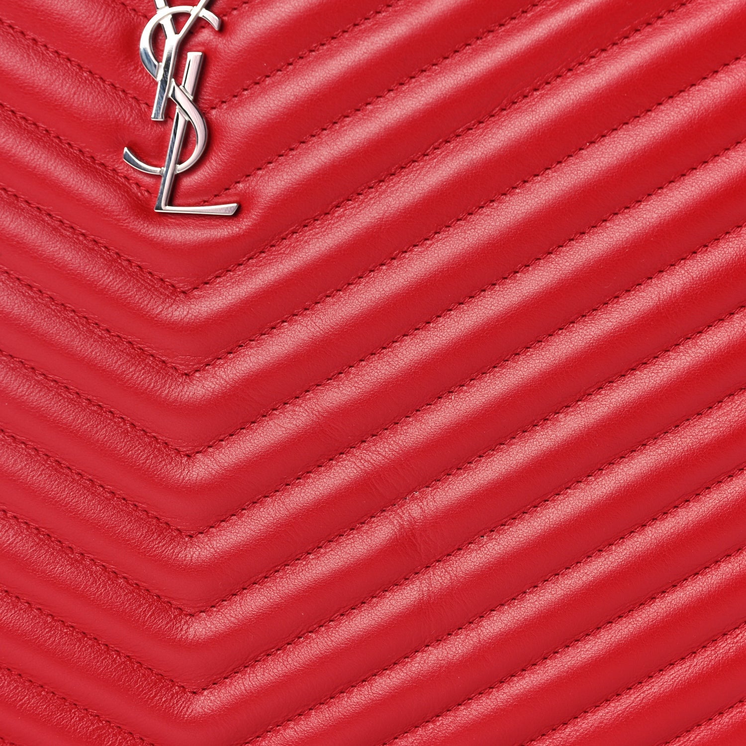 Saint Laurent Calfskin Matelasse Chevron Monogram Document Holder Rouge Eros 6 of 6