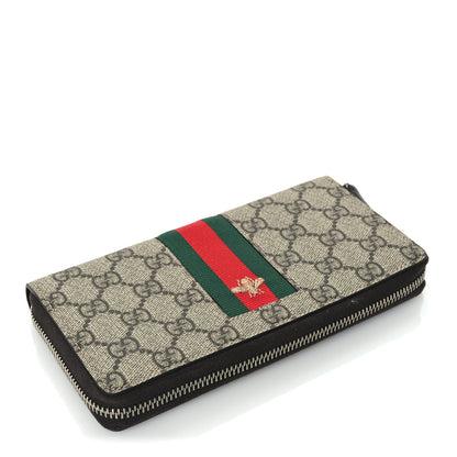 Gucci GG Supreme Monogram Web Bee Zip Around Wallet Beige Cocoa 5 of 7
