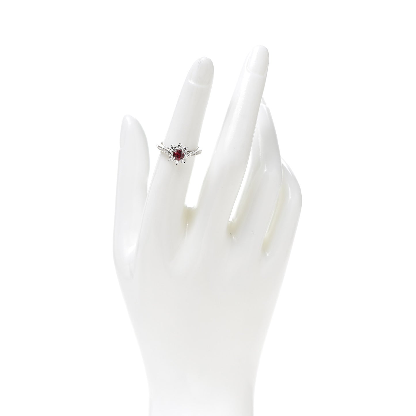 Platinum Diamond Ruby Sunflower Ring 50 5.5