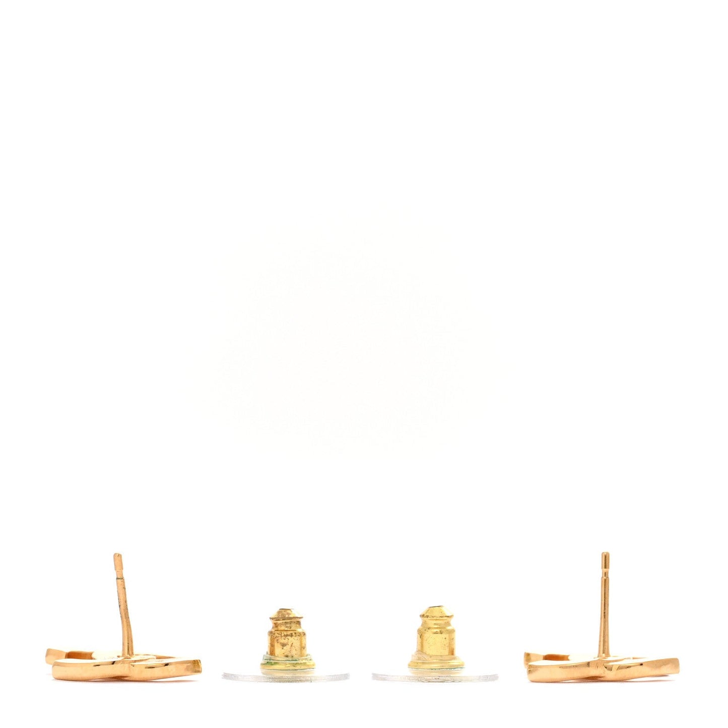 Metal CC Paris Button Stud Earrings Gold
