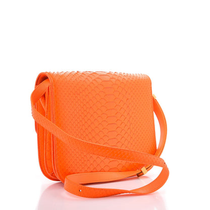 Celine Python Medium Classic Box Flap Bag Red 3 of 12