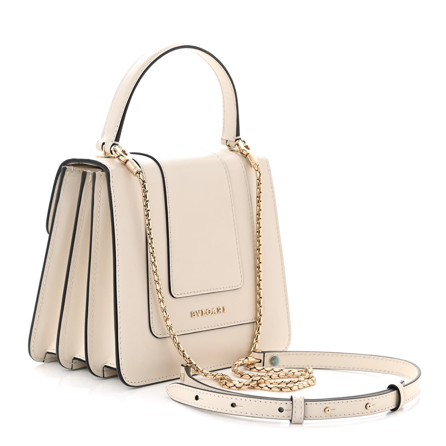 Calfskin Serpenti Forever Top Handle White
