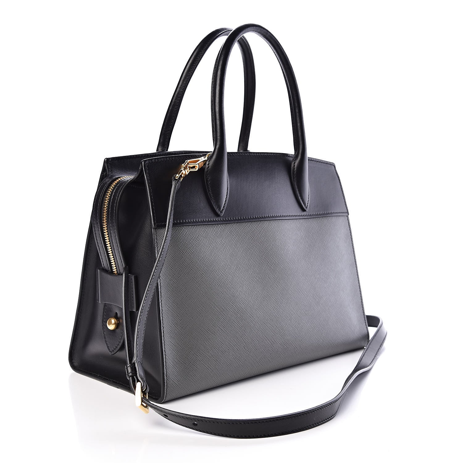 Prada Saffiano City Calf Medium Esplanade Tote Mercurio Black 3 of 11