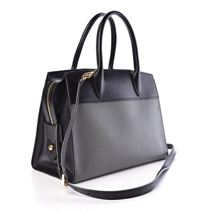 Prada Saffiano City Calf Medium Esplanade Tote Mercurio Black 3 of 11