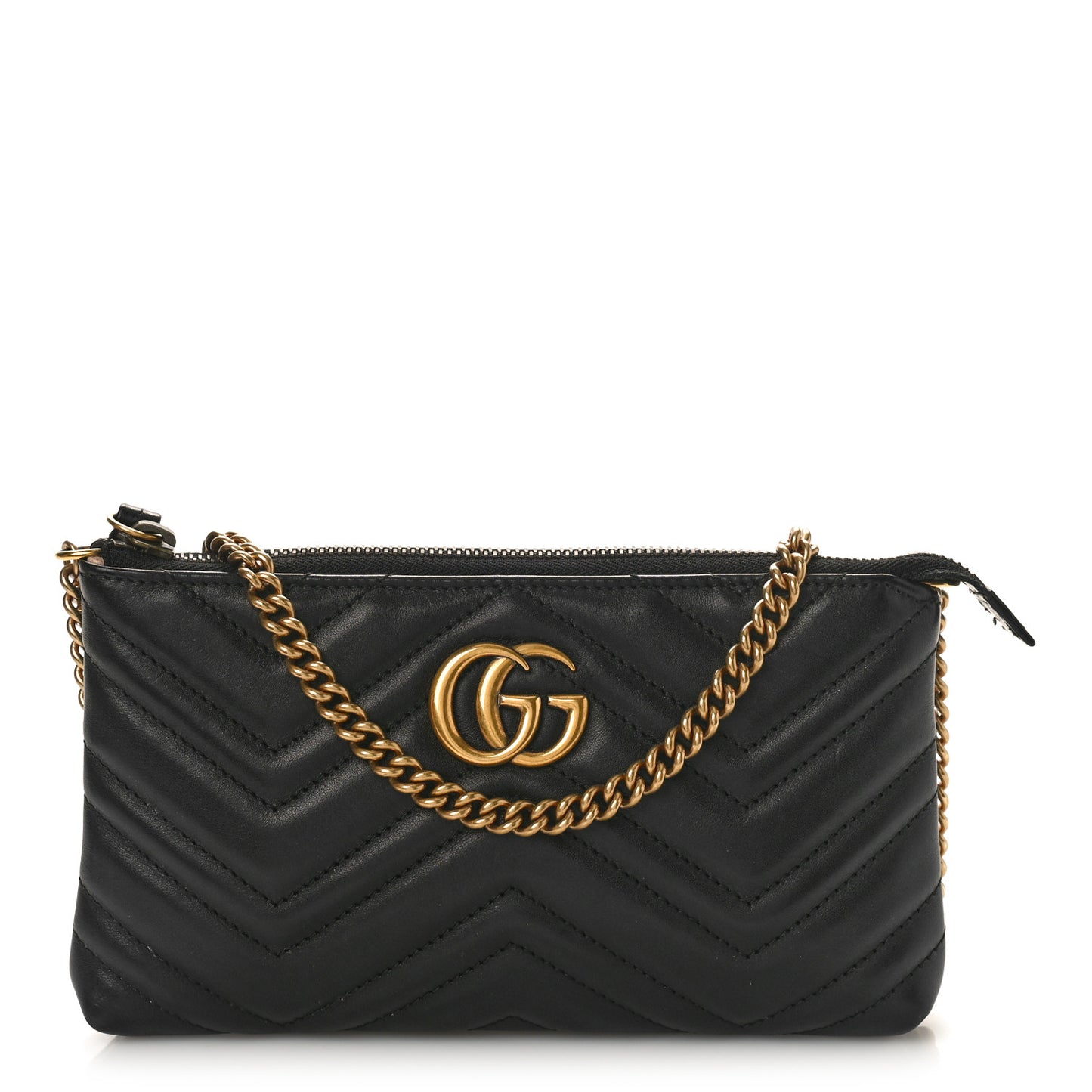 Calfskin Matelasse Mini GG Marmont Chain Bag Black