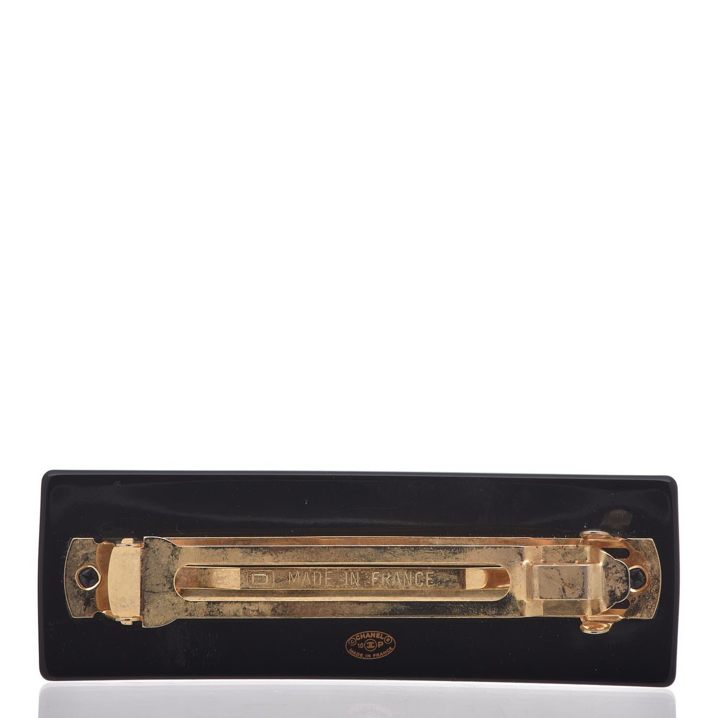 Resin Embellished CC Hair Clip Barrette Black