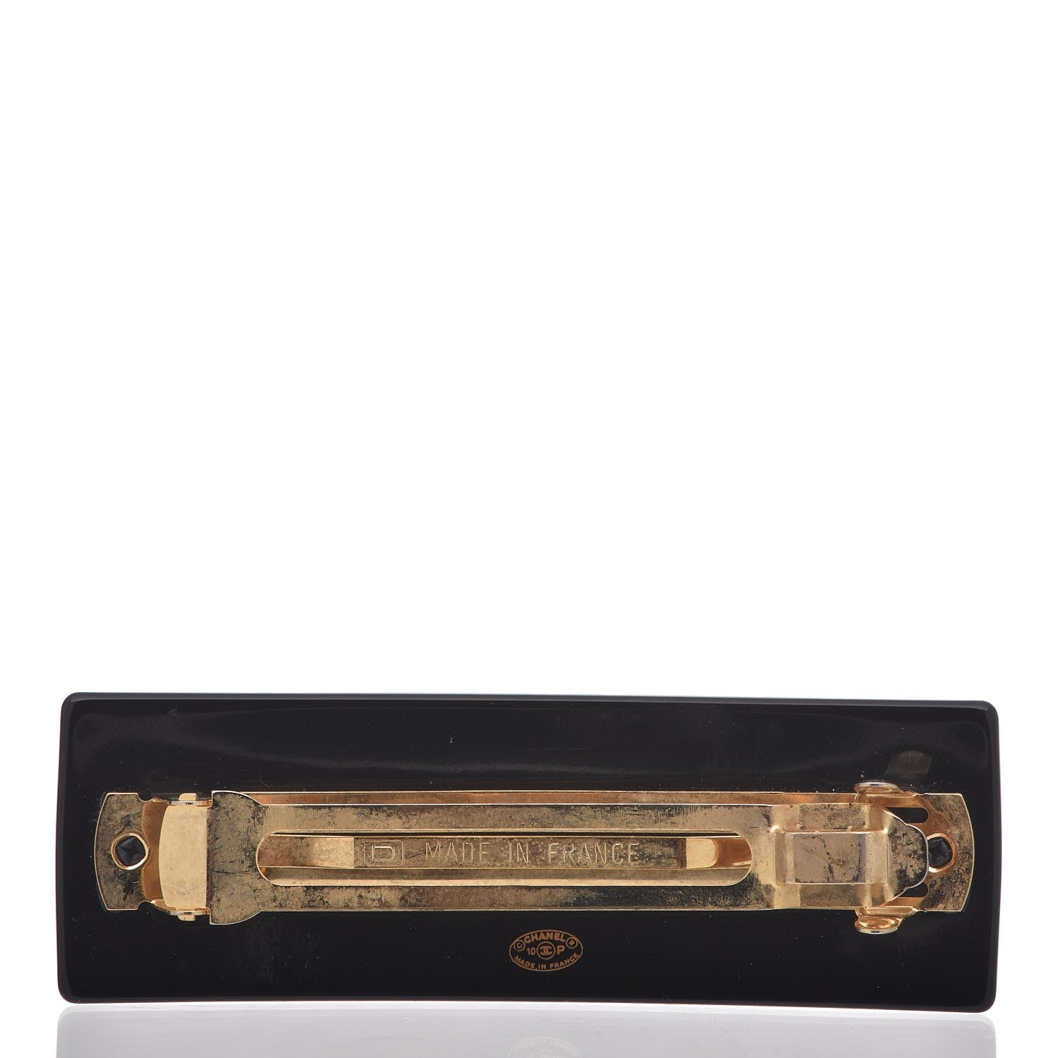 Chanel Resin Embellished CC Hair Clip Barrette Black 3 of 5