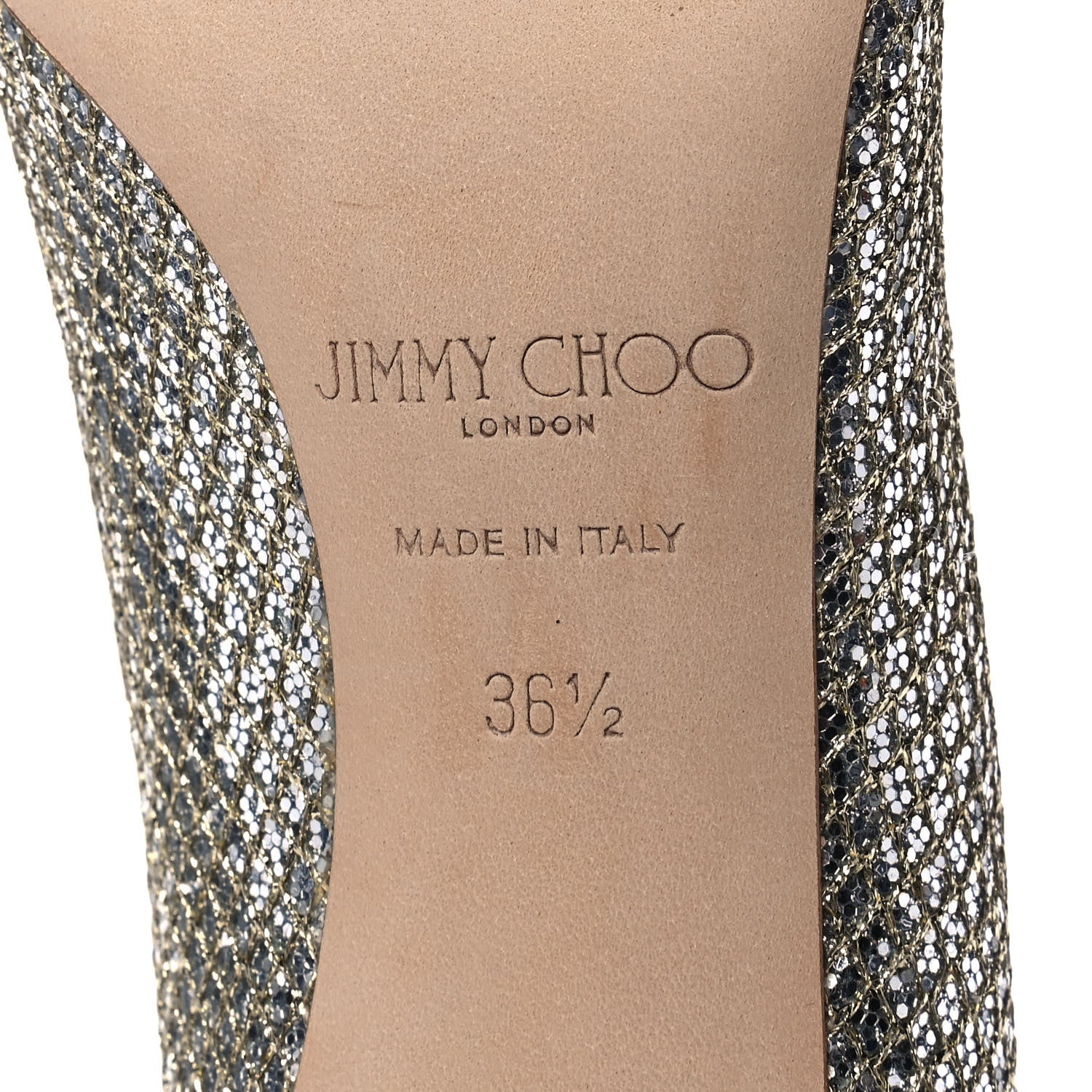 Jimmy Choo Glitter Fabric Romy 85 Pumps 36.5 Champagne 6 of 9