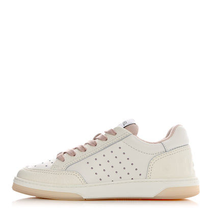 Chanel Grained Calfskin Fabric Womens Logo Sneakers 35.5 White Light Pink 1 of 13