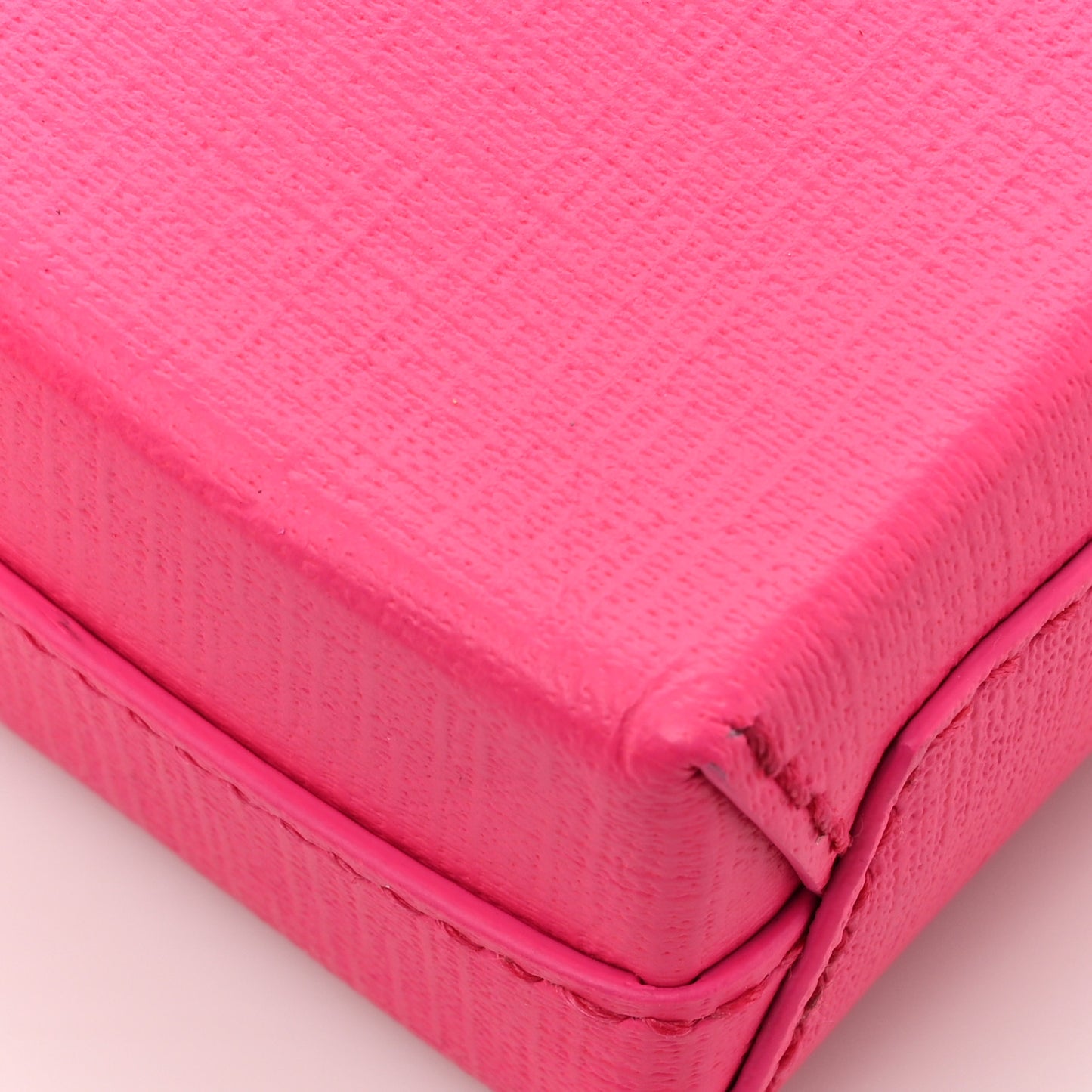 Squared Calfskin Logo Shopping Phone Holder Bag Acid Fuchsia