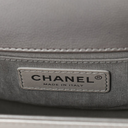 Chanel Metallic Caviar Chevron Quilted Small Boy Flap Silver 5 of 10
