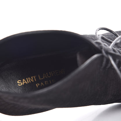 Saint Laurent Suede Lizard Embossed Lace Up Jane 80 Booties 35 Black 7 of 8
